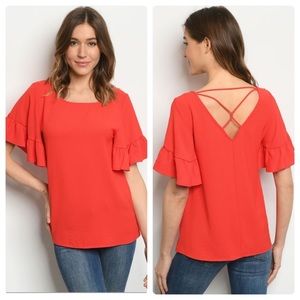 Vine & Love | Red Butterfly Sleeve Blouse